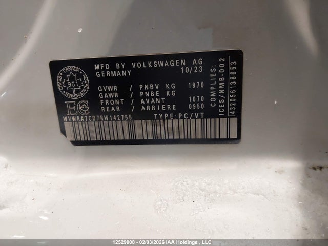Aukcja sprzedaży 2024 Volkswagen Golf Gti, vin: WVWRA7CD7RW142755, numer aukcji: 12529008