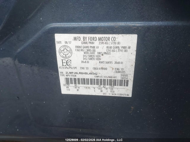 Lincoln Mkx Reserve 2017 2LMPJ8LR8HBL49342 Image 9