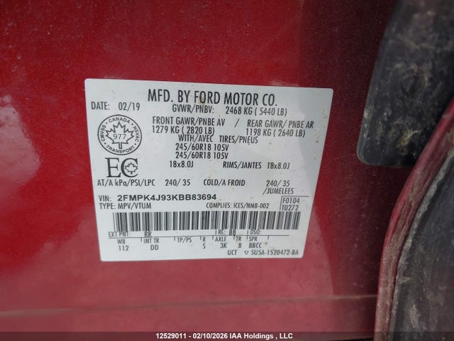 2FMPK4J93KBB83694 Ford EDGE SEL