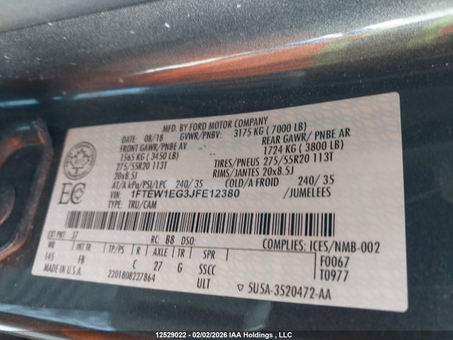 1FTEW1EG3JFE12380 Ford F-150 Xlt