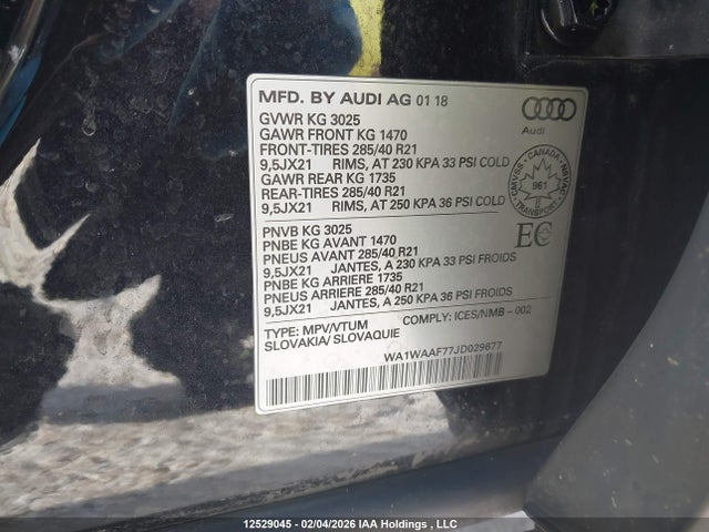 WA1WAAF77JD029677 Audi Q7