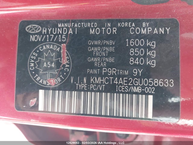 Hyundai ACCENT SE 2016 KMHCT4AE2GU058633 Image 9