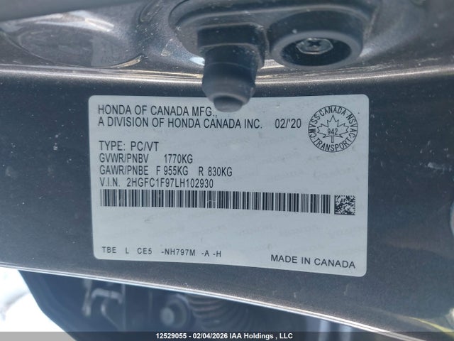 2HGFC1F97LH102930 Honda Civic Touring