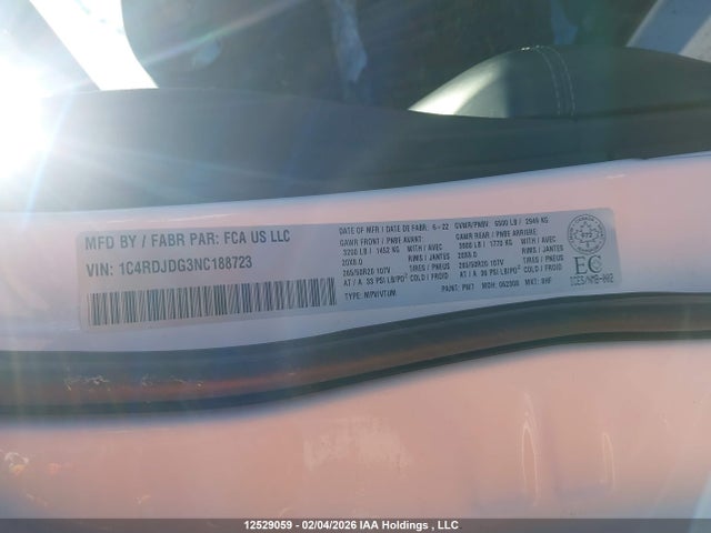 1C4RDJDG3NC188723 Dodge Durango