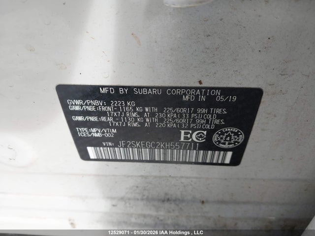 JF2SKEGC2KH557711 Subaru Forester 2.5i Convenience/2.5i Touring