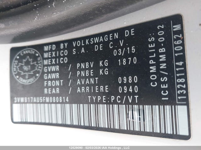 3VW817AU5FM080814 Volkswagen Golf 1.8 Tsi Trendline