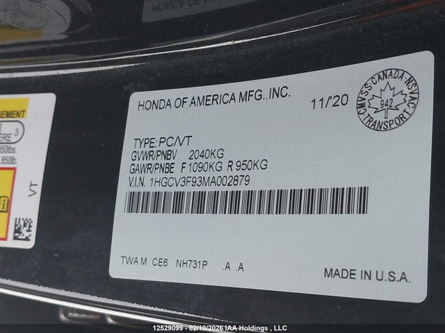 1HGCV3F93MA002879 Honda Accord Hybrid Touring