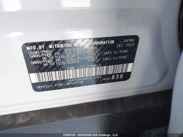 JA4T5VA98RZ613060 Mitsubishi Outlander Se/ralliart