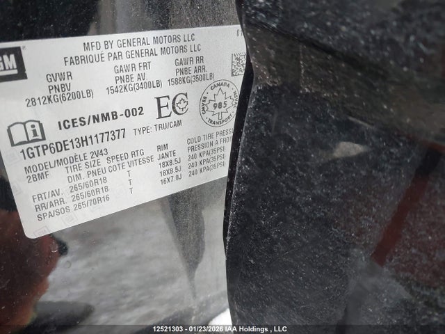1GTP6DE13H1177377 GMC CANYON SLT
