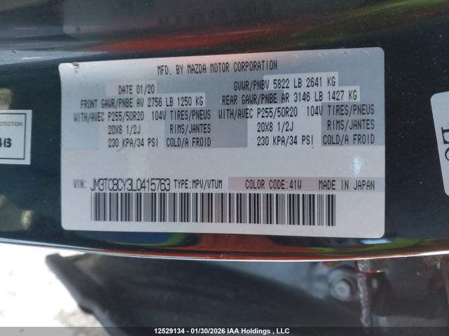 JM3TCBCY3L0415763 Mazda Cx-9 Gs-l