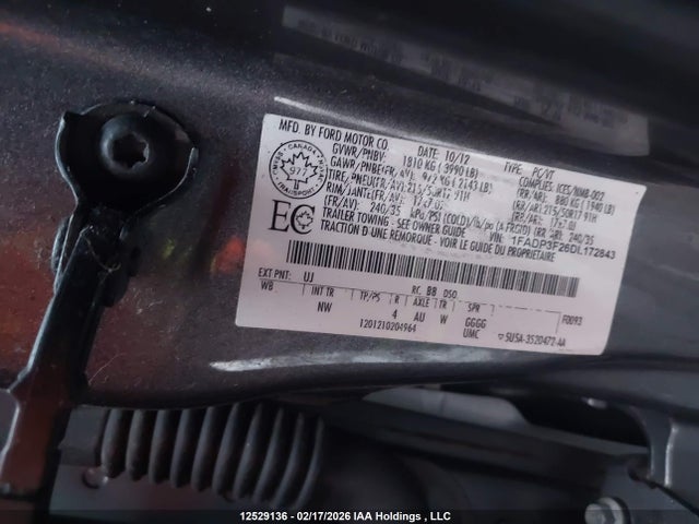 12529136 :رقم المزاد ، 1FADP3F26DL172843 vin ، 2013 Ford Focus Se مزاد بيع
