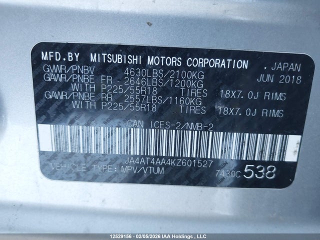 JA4AT4AA4KZ601527 Mitsubishi Eclipse Cross Gt/se