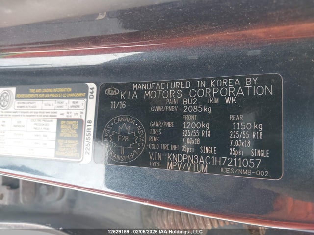KNDPN3AC1H7211057 KIA Sportage Ex
