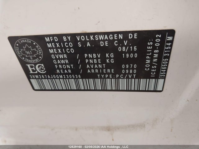 3VW267AJ0GM230536 Volkswagen Jetta Tsi
