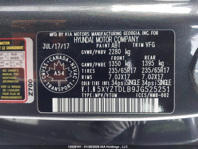 5XYZTDLB9JG525251 Hyundai Santa Fe Sport 2.4 Base