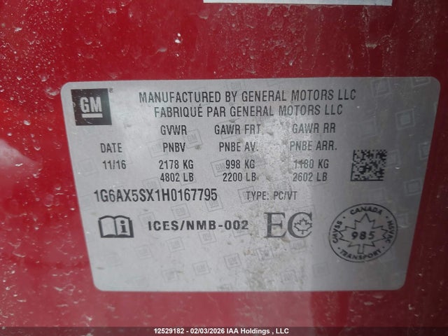 1G6AX5SX1H0167795 Cadillac Cts Turbo Luxury