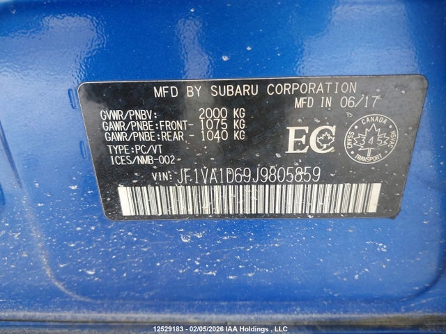 JF1VA1D69J9805859 Subaru Wrx Sport