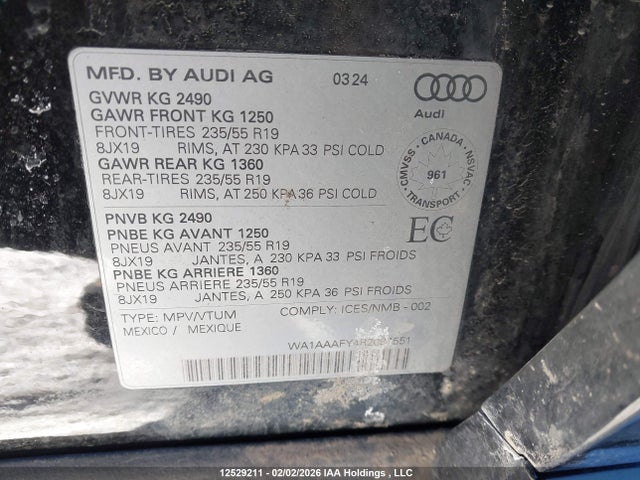 WA1AAAFY4R2084551 Audi Q5 Komfort 45