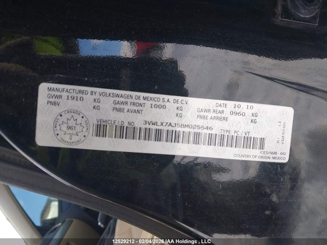 Aukcja sprzedaży 2011 Volkswagen Jetta Sel, vin: 3VWLX7AJ5BM025546, numer aukcji: 12529212