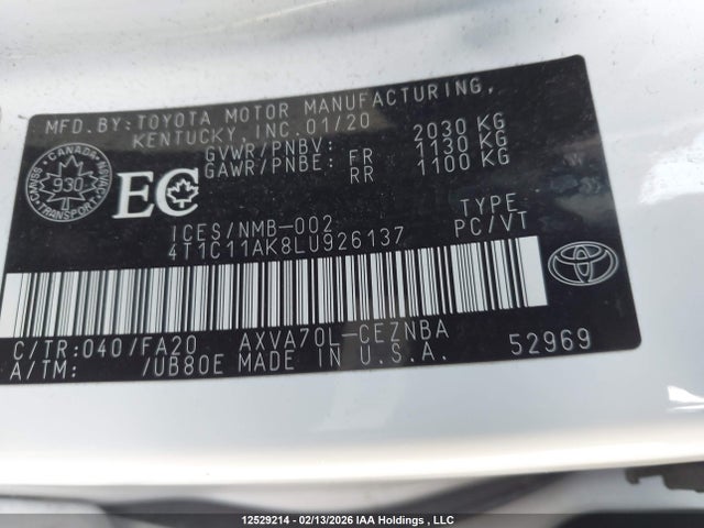 4T1C11AK8LU926137 Toyota Camry