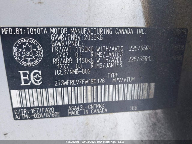 Toyota Rav4 Xle 2015 2T3WFREV7FW190126 Image 19