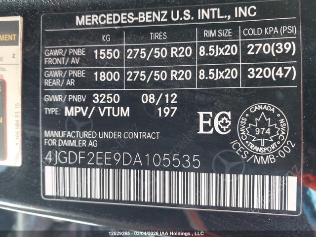 Aukcja sprzedaży 2013 Mercedes-benz Gl 350 Bluetec, vin: 4JGDF2EE9DA105535, numer aukcji: 12529265