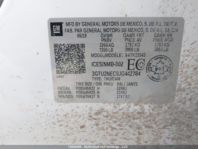 3GTU2NEC9JG442784 GMC Sierra 1500 Slt