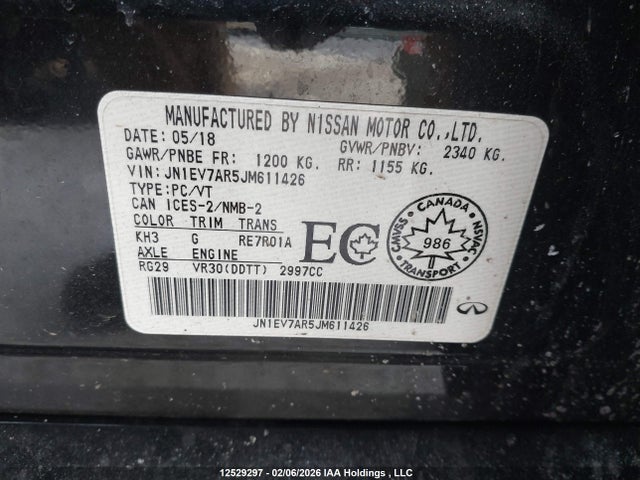 JN1EV7AR5JM611426 Infiniti Q50 3.0t Luxe/3.0t Signature Edition/3.0t Sport