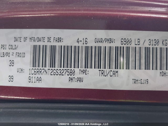 1C6RR7NT2GS327580 RAM 1500 Laramie