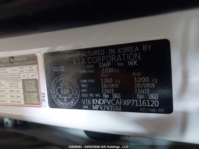 KNDPVCAFXP7116120 KIA Sportage Ex