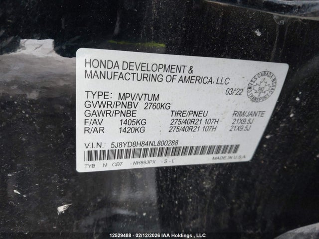5J8YD8H84NL800288 Acura Mdx Type S Advance