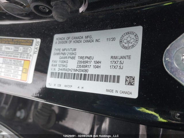 2HKRW2H21MH204080 Honda CR-V LX