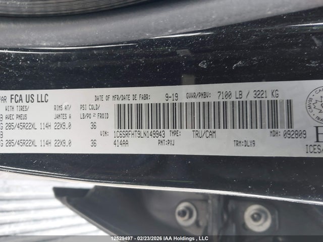 1C6SRFHT9LN149943 RAM 1500 Limited