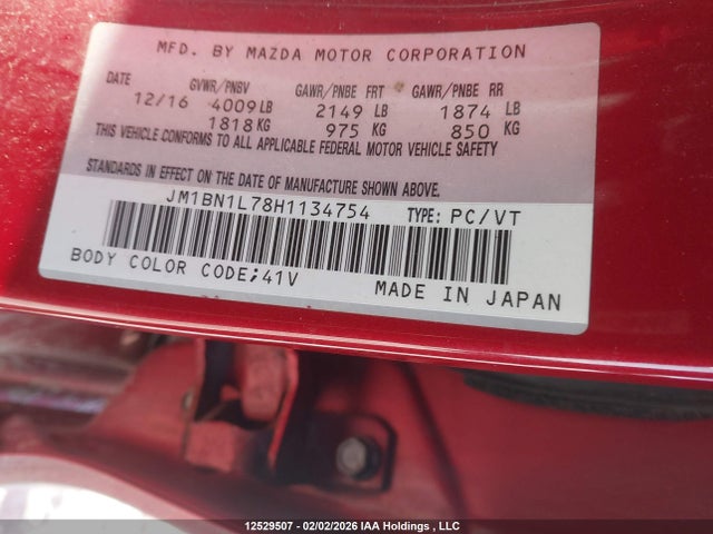 JM1BN1L78H1134754 Mazda 3 TOURING