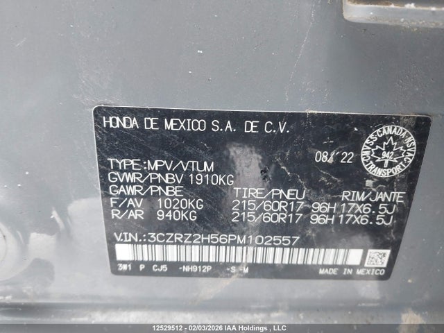 3CZRZ2H56PM102557 Honda HR-V SPORT