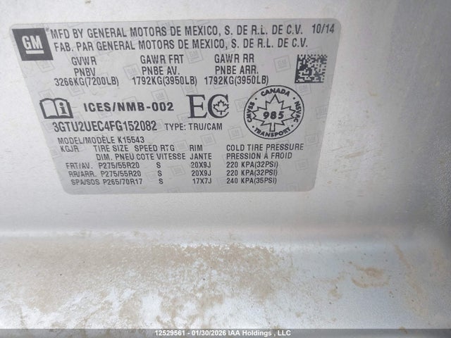 3GTU2UEC4FG152082 GMC Sierra 1500 Sle
