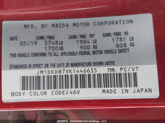 JM1DKDB7XK1446635 Mazda Cx-3 Gx
