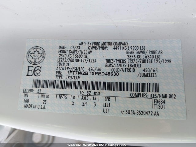 Aukcja sprzedaży 2023 Ford F-250 Xlt, vin: 1FT7W2BTXPED48630, numer aukcji: 12529582