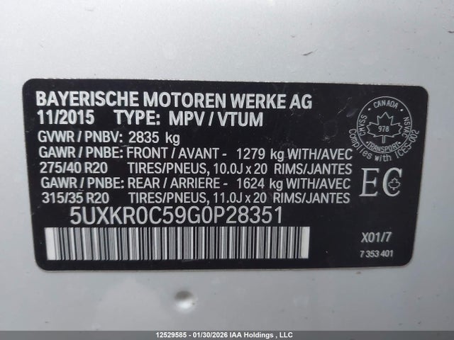 5UXKR0C59G0P28351 BMW X5 Xdrive35i