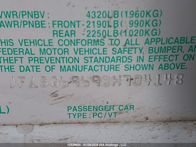 2008 Subaru Forester 2.5xt Limited მანქანა იყიდება აუქციონზე, vin: JF1SG69698H704148, აუქციონის ნომერი: 12529604