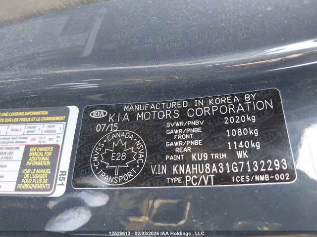 Aukcja sprzedaży 2016 Kia Rondo Ex/ex Luxury, vin: KNAHU8A31G7132293, numer aukcji: 12529613