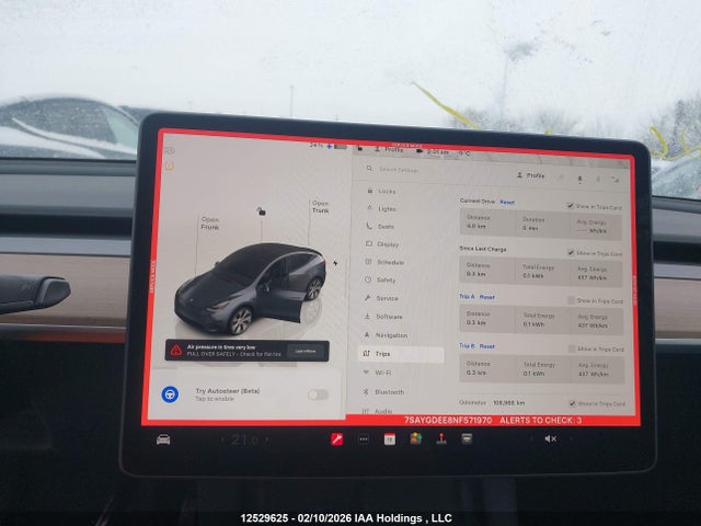 12529625 :رقم المزاد ، 7SAYGDEE8NF571970 vin ، 2022 Tesla Model Y Long Range Dual Motor All-wheel Drive مزاد بيع
