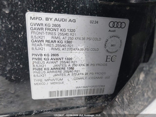 WA134AFY0R2072364 Audi Sq5 Sportback