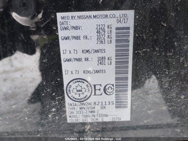 5N1AT2MV2HC821135 Nissan Rogue