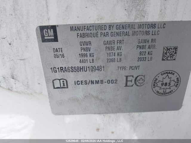 1G1RA6S58HU109481 Chevrolet Volt