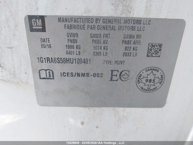 1G1RA6S58HU109481 Chevrolet Volt