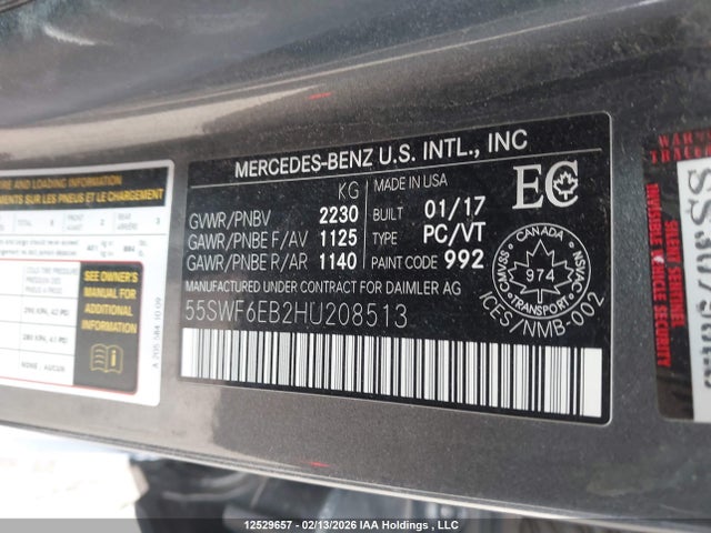 55SWF6EB2HU208513 Mercedes-Benz Amg C 43 4matic