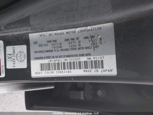 JM1BPBCL3M1303005 Mazda Mazda3 Gs