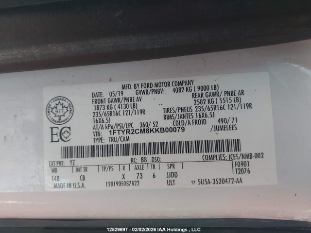 1FTYR2CM8KKB00079 Ford Transit-250