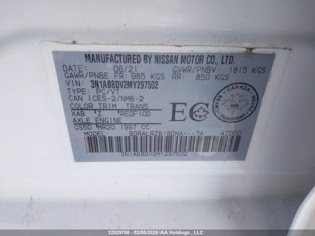 3N1AB8DV2MY297502 Nissan SENTRA SR